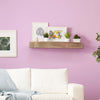 Small Round Wood Floating Wall Shelf - Brown
